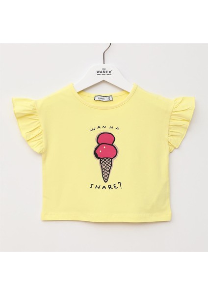 Kız Çocuk Süprem Kısa Kol Tişört - 32440 - Sarı