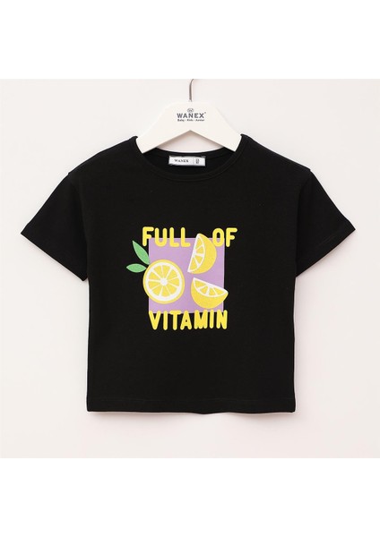 Kız Çocuk Kısa Kol Tişört - 32530 - Siyah