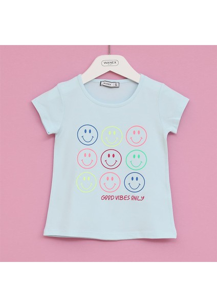 Kız Çocuk O Yaka Kısa Kol Yazlık Tişört - (4 Yaş-9 Yaş) - 31785 - Mint Yeşili