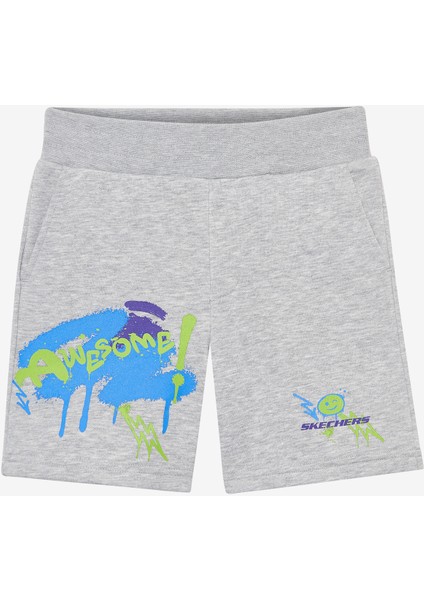 B Lw Fleece Short Büyük Erkek Çocuk Midgreymelange Şort SK2510049-337