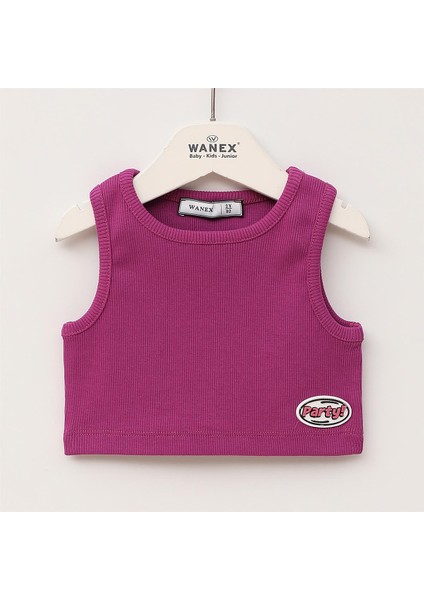 Kız Çocuk Sıfır Kol Tişört - 32529 - Mor