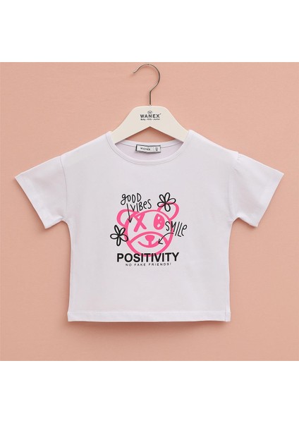 Kız Çocuk Kısa Kol Tişört - 32557 - Beyaz
