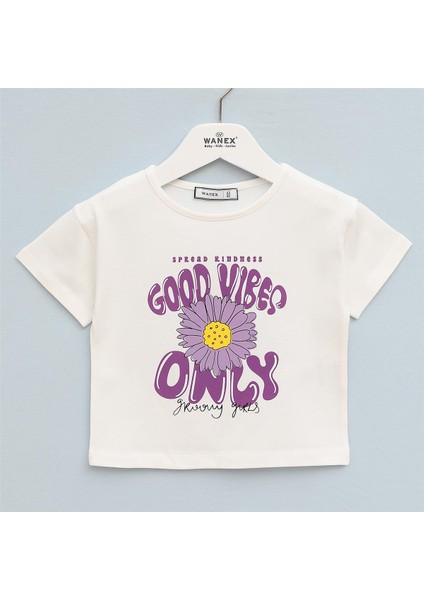 Kız Çocuk Kısa Kol Tişört - 32552 - Vanilya