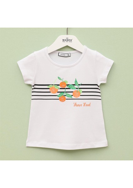 Kız Çocuk Kısa Kol Tişört - 32523 - Beyaz
