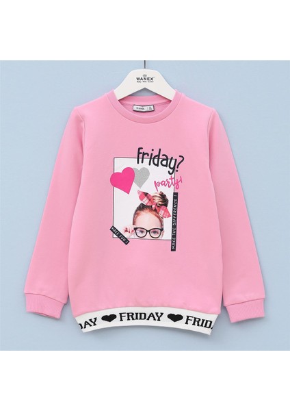 Kız Çocuk O Yaka Uzun Kol Kalın Tişört - (7 Yaş-12 Yaş) - 31582 - Pembe
