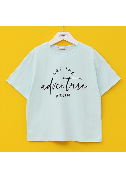 Kız Çocuk Kısa Kol Yazlık Tişört - (7 Yaş-12 Yaş) - 32034 - Mint Yeşili