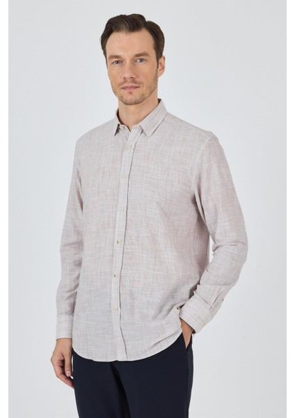 Kahverengi Uzun Kol Cepsiz Pamuk Casual Comfort Fit Gömlek 1004250127 modelleri