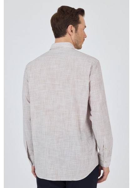 Kahverengi Uzun Kol Cepsiz Pamuk Casual Comfort Fit Gömlek 1004250127 indirimleri