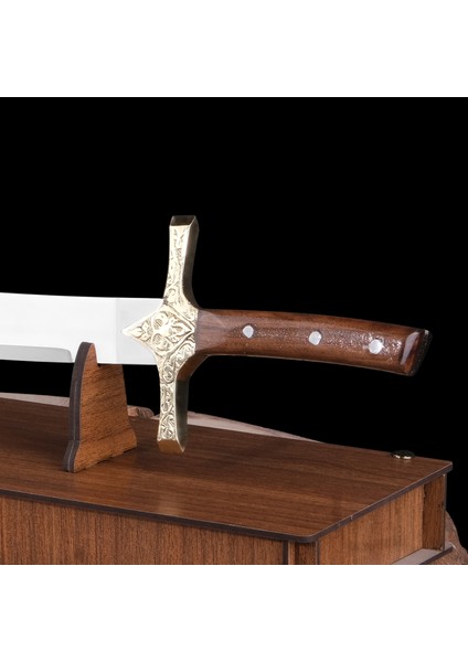 Fatih Model - 50 CM - El Yapımı Dekoratif Kılıç, Paslanmaz Çelik, Ahşap Kutu Hediyeli, Koleksiyonluk