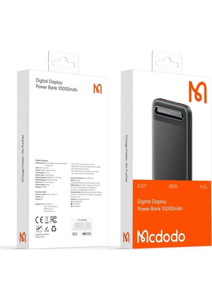 20000MAH LED Ekranlı Powerbank MC-4432 Siyah 10.5W