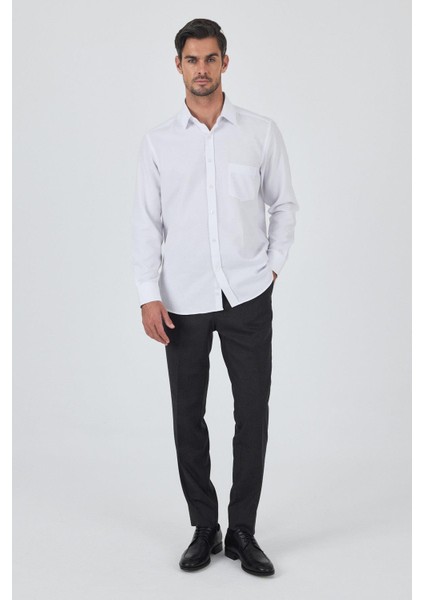 Uzun Kol Desenli Armürlü Sert Yaka Cepli Pamuklu Classic Comfort Fit Gömlek 1004250187 fiyatları
