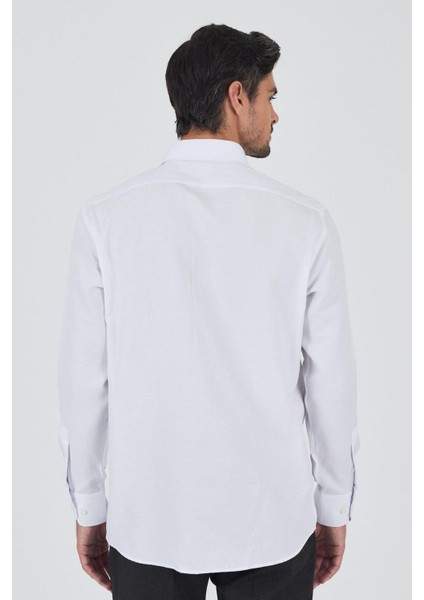 Uzun Kol Desenli Armürlü Sert Yaka Cepli Pamuklu Classic Comfort Fit Gömlek 1004250187 indirimleri