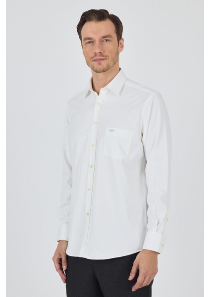 Uzun Kol Düz Bez Ayağı Sert Yaka Cepli Pamuklu Classic Comfort Fit Gömlek 1004250210 modelleri