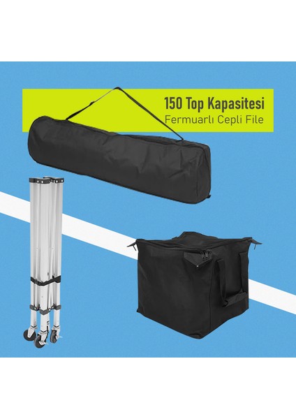 Tekerlekli Tenis Topu Sepeti 150 Top Kapasiteli Siyah modelleri