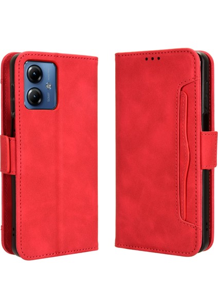 Motorola Moto G14 4g Flip Pu Deri Darbeye Dayanıklı Koruyucu Kılıf Kredi Kartı Tutucu ile Uyumlu (Yurt Dışından)