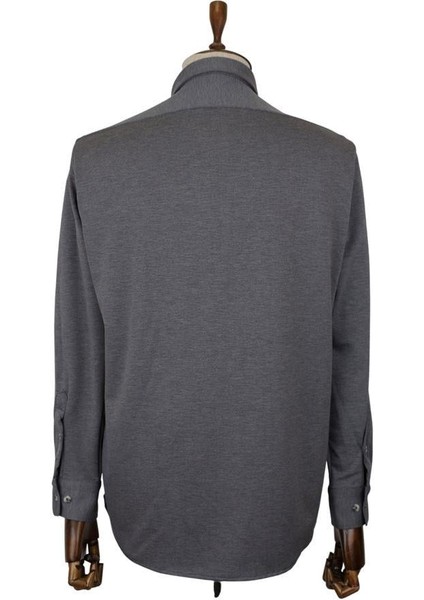 Gri Düz Desen Slim Fit Uzun Kol Gömlek 25116105 modelleri