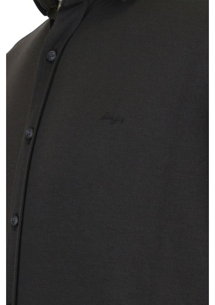 Siyah Düz Desen Slim Fit Uzun Kol Gömlek 25116001