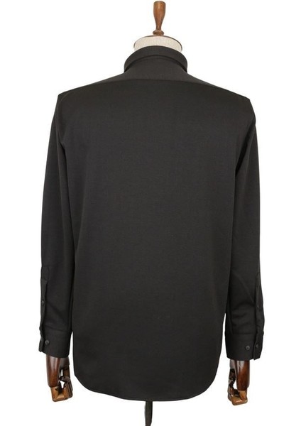Siyah Düz Desen Slim Fit Uzun Kol Gömlek 25116001