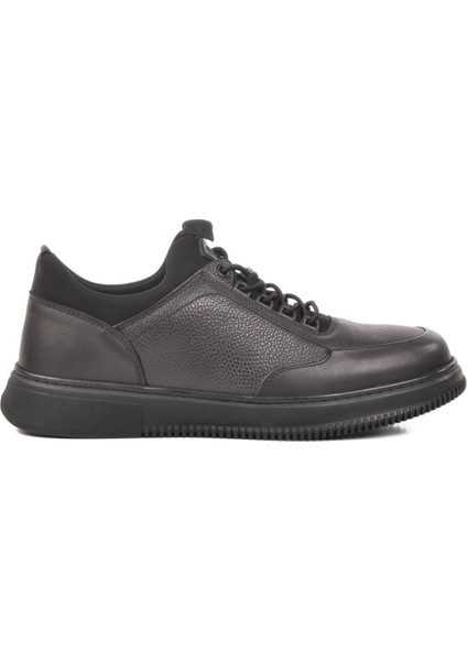 3K1235 Siyah Hakiki Deri Erkek Sneaker modelleri