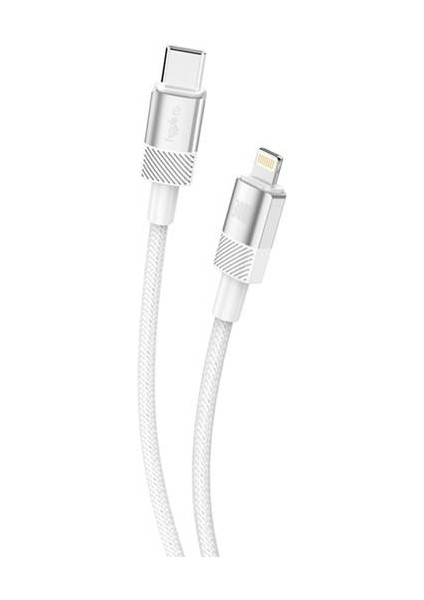 30W Metal Type-C To Lightning Şarj Kablosu 1 M Beyaz (GL-MT02)