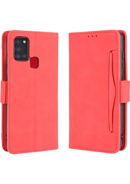 Samsung Galaxy A21S Flip Pu Deri Darbeye Dayanıklı Koruyucu Kılıf Kredi Kartı Tutucu ile Uyumlu (Yurt Dışından)