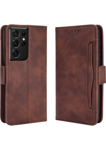 Samsung Galaxy S21 Ultra Flip Pu Deri Darbeye Dayanıklı Koruyucu Kılıf Kredi Kartı Tutucu ile Uyumlu (Yurt Dışından)