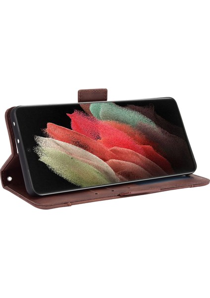 Samsung Galaxy S21 Ultra Flip Pu Deri Darbeye Dayanıklı Koruyucu Kılıf Kredi Kartı Tutucu ile Uyumlu (Yurt Dışından) indirimleri