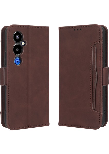 Tecno Pova 4 Pro Flip Pu Deri Darbeye Dayanıklı Koruyucu Kılıf Kredi Kartı Tutucu ile Uyumlu (Yurt Dışından)