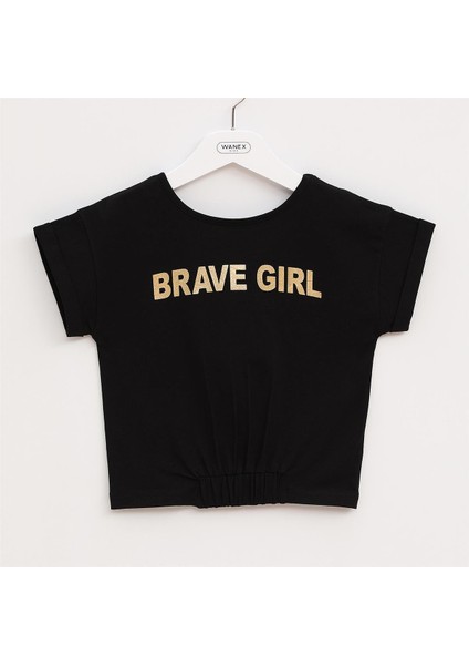 Kız Çocuk Kısa Kol Yazlık Tişört - (9 Yaş-14 Yaş) - 32070 - Siyah
