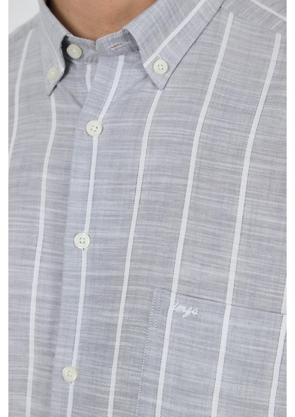 Uzun Kol Çizgili Desen Düğmeli Yaka Cepli Classic Comfort Fit Gömlek 1004250189 fırsatları
