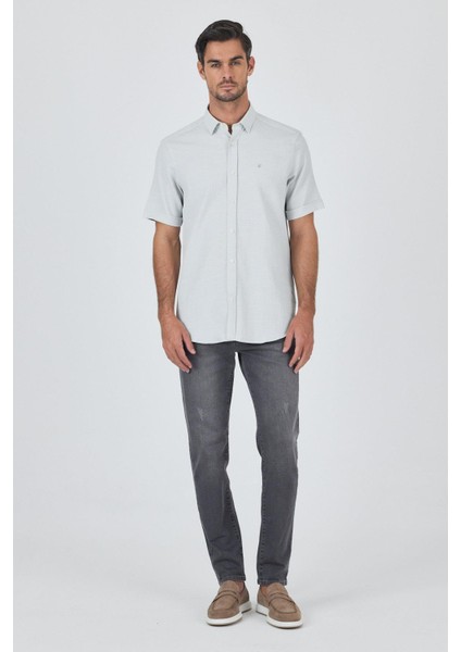 Su Yeşili Biritli Yaka Düz Casual Pamuklu Comfort Fit Gömlek 1004250221 fiyatları