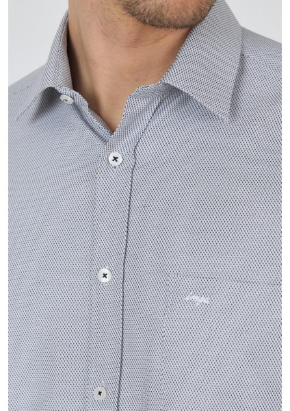 Siyah Sert Yaka Kendinden Desenli Classic Pamuklu Comfort Fit Gömlek 1004250220 fırsatları