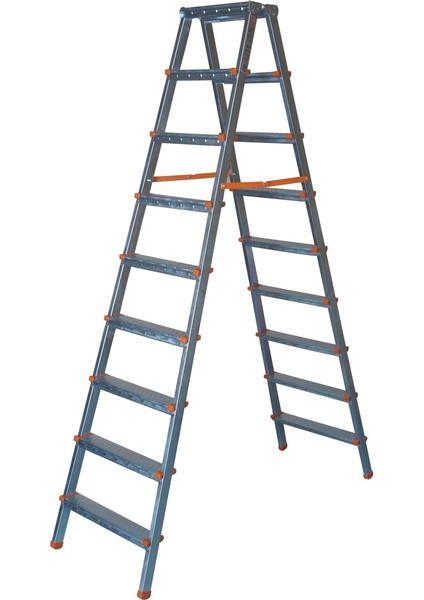 Yakut Serisi - 9+9 Basamaklı Çift Çıkışlı Galvanizli Profil Merdiven (Ev, Bahçe, İşyeri İçin Uygun)
