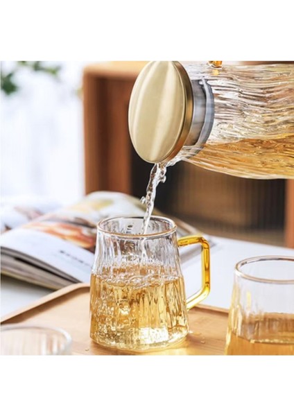 Borosilikat Cam Sürahi Takım 2 Bardaklı Elio Gold 1800 ml fiyatları