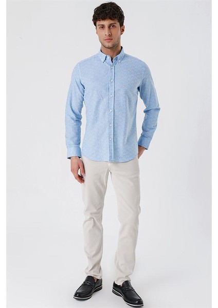 Koyu Mavi Kısalabilir Kollu Desenli Jakarlıcepsiz %100 Pamuk Casual Slim Fit Gömlek 1004230181 indirimleri