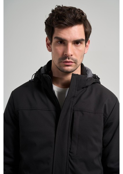 Siyah Bez Ayağı Dik Yaka Düz Tam Astar Standart Fit Casual Mont 1007245164_001 fırsatları