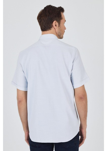 Koyu Mavi Biritli Yaka Düz Casual Pamuklu Comfort Fit Gömlek 1004250221 indirimleri
