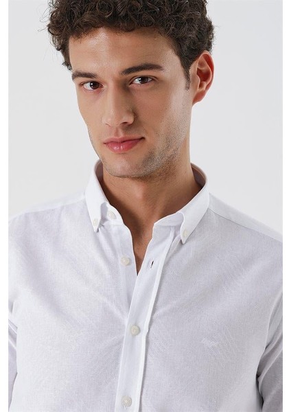 Beyaz Kısalabilir Kollu Desenli Jakarlıcepsiz %100 Pamuk Casual Slim Fit Gömlek 1004230182 indirimleri