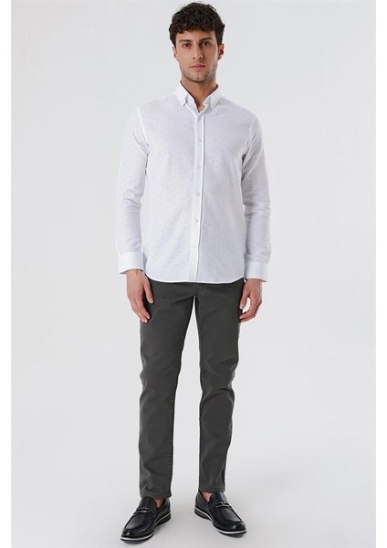Beyaz Kısalabilir Kollu Desenli Jakarlıcepsiz %100 Pamuk Casual Slim Fit Gömlek 1004230181 fırsatları