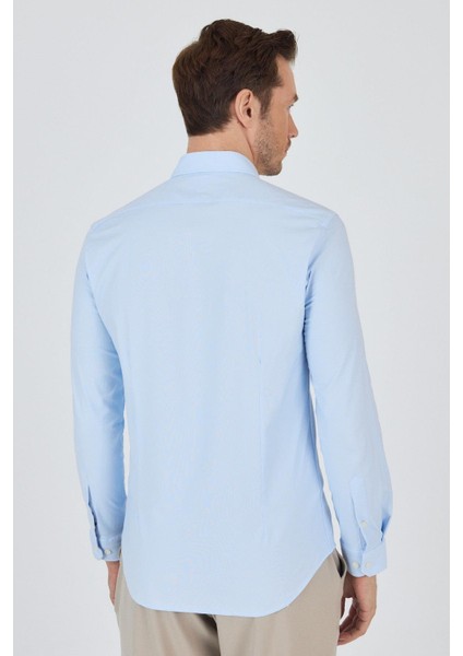 Uzun Kol Düz Bez Ayağı Düğmeli Yaka Cepsiz Pamuklu Casual Slim Fit Gömlek 1004250212