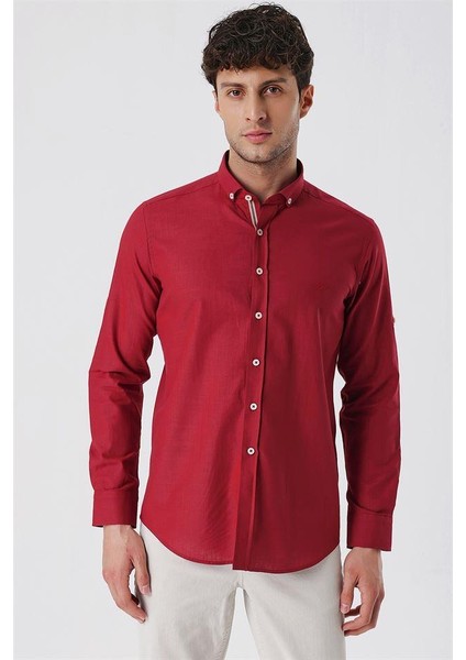 Kısalabilir Kollu Cepsiz Biyeli %100 Pamuk Casual Slim Fit Dar Kesim Gömlek 1004230179