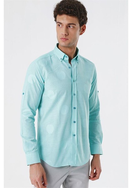 Kısalabilir Kollu Desenli Jakarlıcepsiz %100 Pamuk Casual Slim Fit Gömlek 1004230183 fiyatları