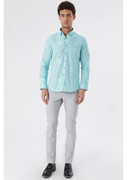 Kısalabilir Kollu Desenli Jakarlıcepsiz %100 Pamuk Casual Slim Fit Gömlek 1004230183 fırsatları