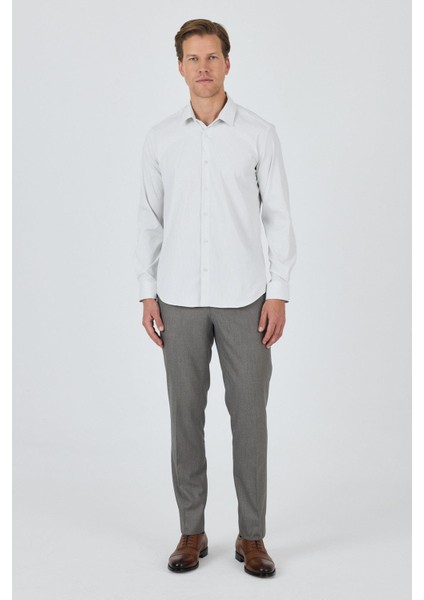 Beyaz Sert Yaka Cepsiz Gabardin Uzun Kol Slim Fit Esnek Gömlek 1004250231 fiyatları