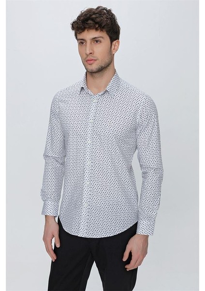 Gri Baskılı Slim Fit Uzun Kol Gömlek 25130100 indirimleri