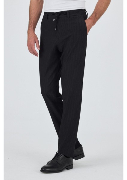 Siyah Esnek Yandan Cepli Casual Comfort Fit Jogger Pantolon 1003250117