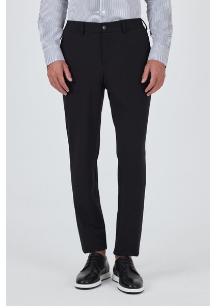 Siyah Esnek Yandan Cepli Casual Slim Fit Jogger Pantolon 1003250162