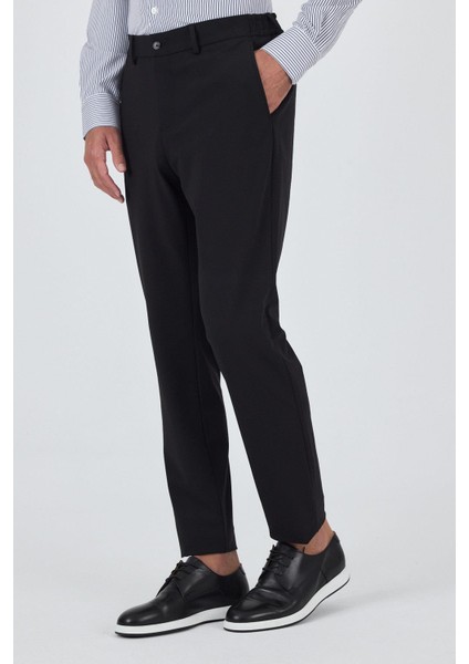 Siyah Esnek Yandan Cepli Casual Slim Fit Jogger Pantolon 1003250162