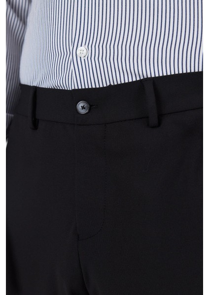 Siyah Esnek Yandan Cepli Casual Slim Fit Jogger Pantolon 1003250162