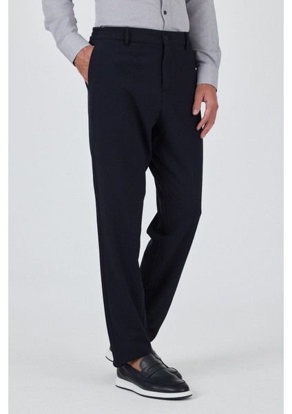 Koyu Lacivert Esnek Yandan Cepli Casual Standart Fit Jogger Pantolon 1003250119